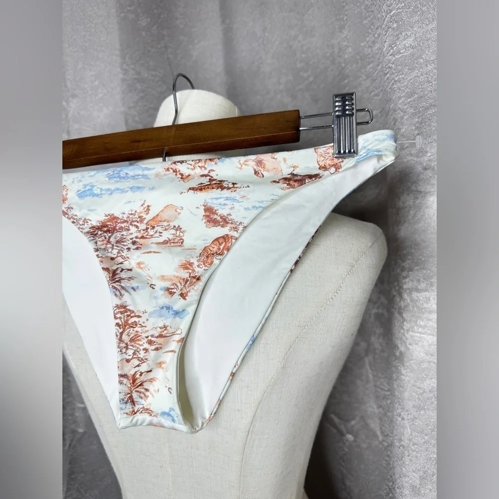 NWOT L*Space Classic Reversible Tropical Print Cream & Brown Sz M